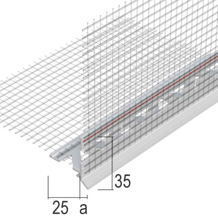 Hoekprofiel met glasvezel + druiprand 6 mm 10/10 cm - L2500 mm