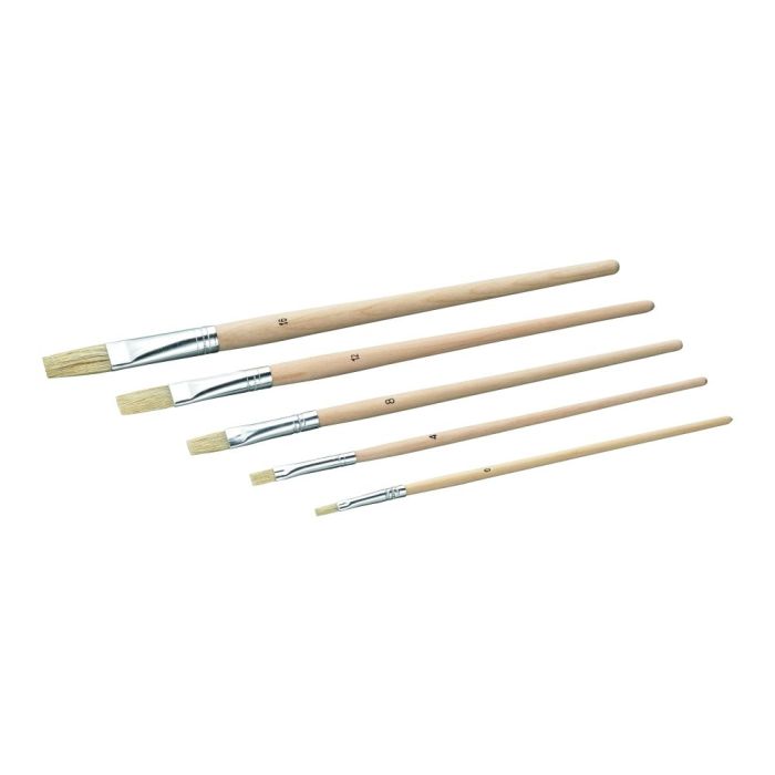 Do It Penselen set 5 stuks 0 / 4 / 8 / 12 / 16 mm wit varkenshaar FSC® gecertificeerde hardhouten zwarte steel