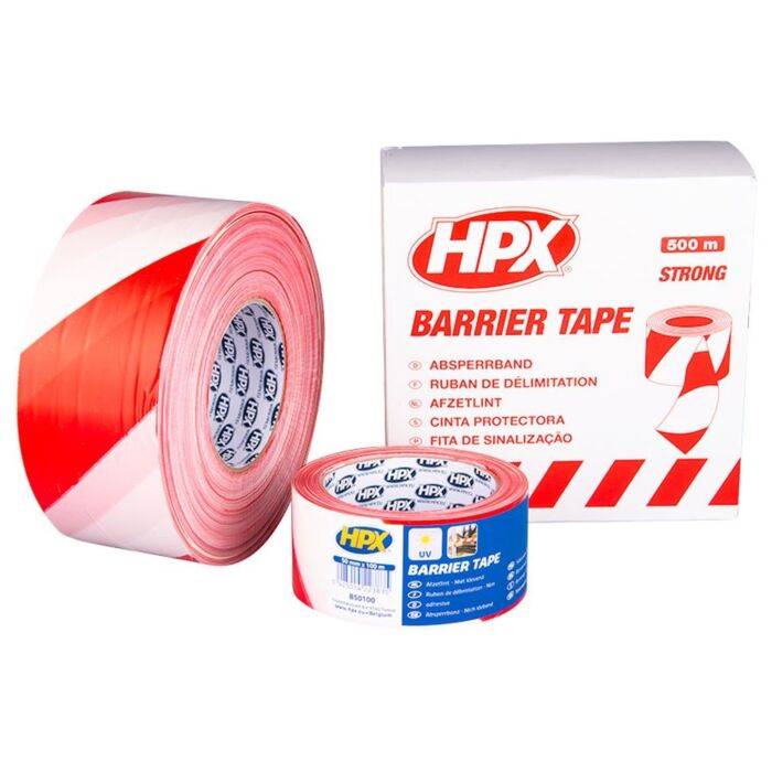 HXP Afzetlint Wit / Rood 50 mm / 100 m verpakking