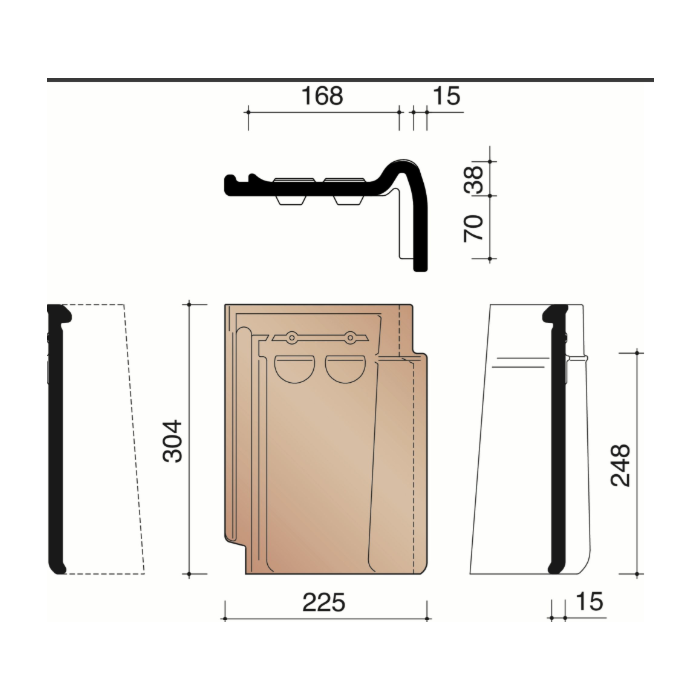 Koramic Stormpan 44 Natuurrood Rechter Gevelpan