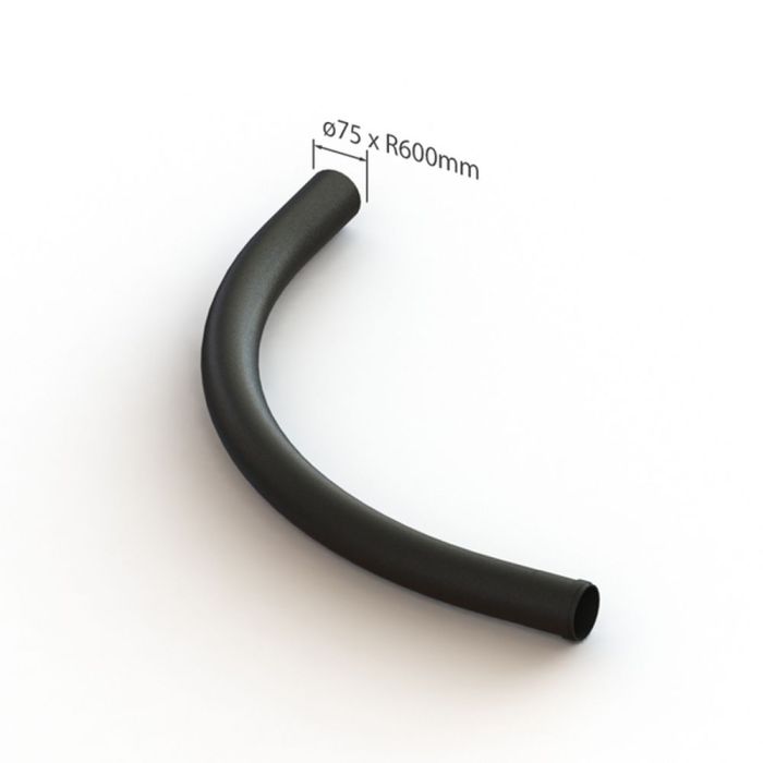 straalbocht 75mm zwart pvc