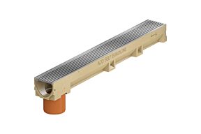 ACO Euroline 100 Inox Lengtestaafrooster met uitloop