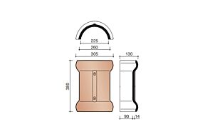 Koramic VH Wijnrood Geglazuurd Halfronde vorst met dubbele wel 1250