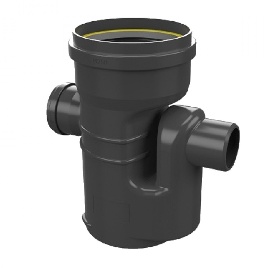 Sifonput 110mm PVC, zwart, voor riolering